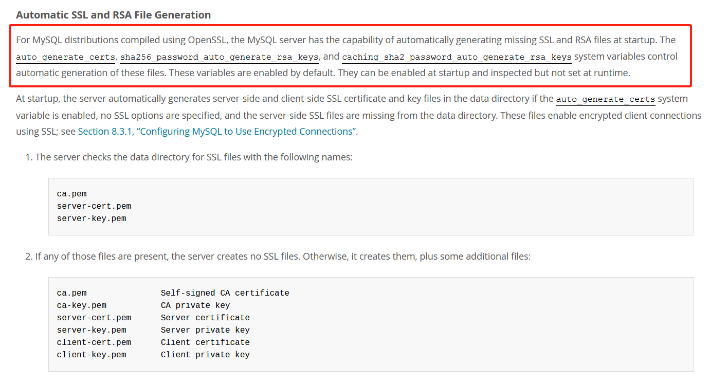 MySQL 8.4的Docker compose设置自动生成SSL以及RSA文件并启用加密连接